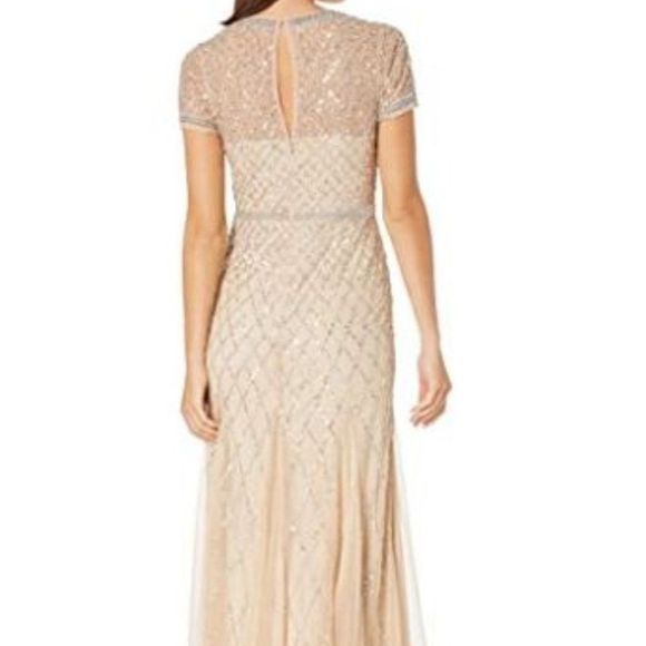 Adrianna Papell Women's Short-Sleeve Mesh Gown - Picture 3 of 4
